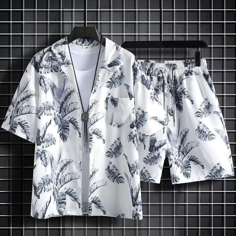 Men’s Summer Matching Set – Casual Shirt & Shorts Outfit (Beach Style)