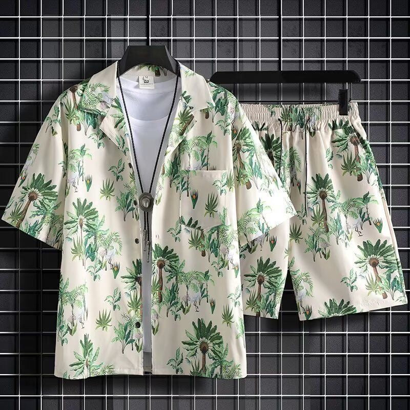 Men’s Summer Matching Set – Casual Shirt & Shorts Outfit (Beach Style)